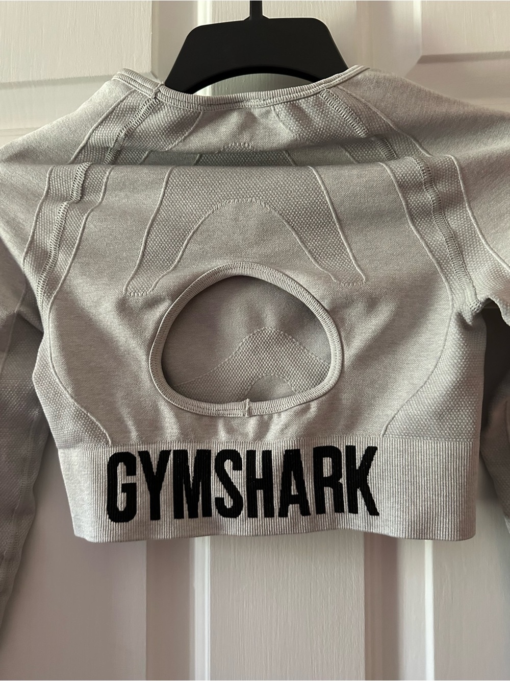 Gymshark Light Gray Back Cutout Seamless Long Sleeve Crop Top
